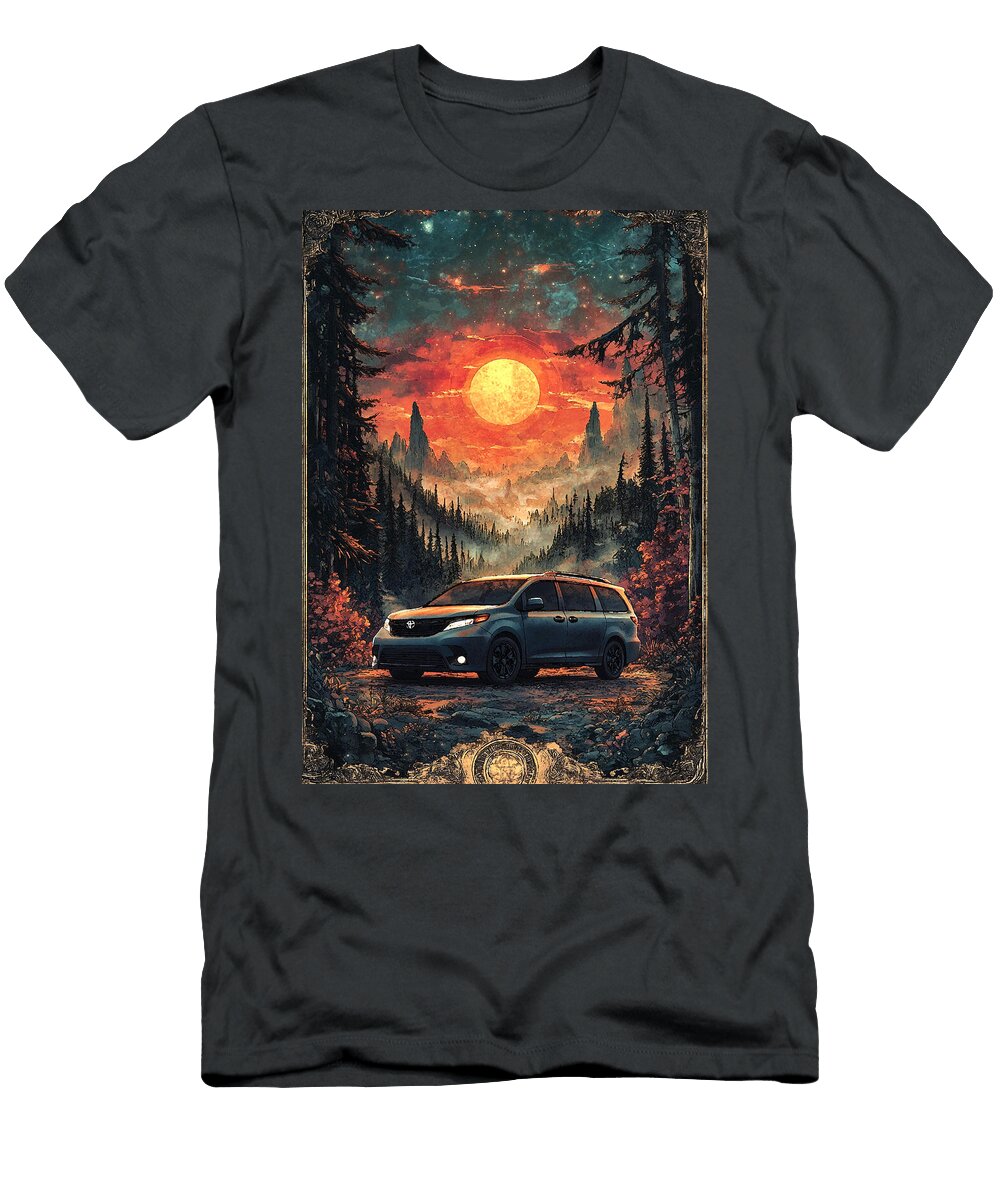 Toyota Sienna Minivan on a Forest Road with a Dramatic Sunset Kyran Estrada T-Shirt