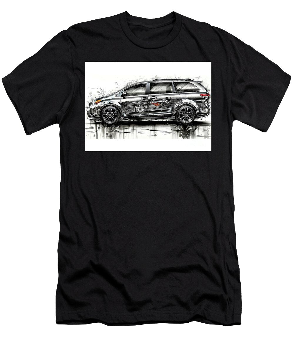 Toyota Sienna Minivan Side View Sketch Automotive Design Illustration Lowell Harann T-Shirt