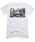 Toyota Sienna Silver Minivan Driving Through Muddy Water in a Forest Lowell Harann T-Shirt