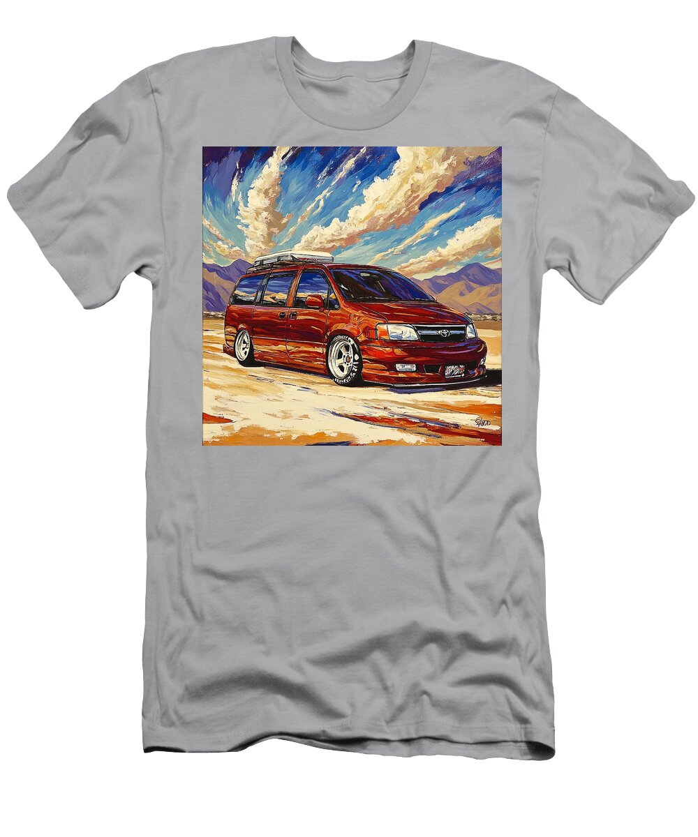 Toyota Van in Surreal Desert Landscape Vintage Minivan Toyota Sienna 1997 Japan Minivan Muscle Car a Grayson Sheppard T-Shirt