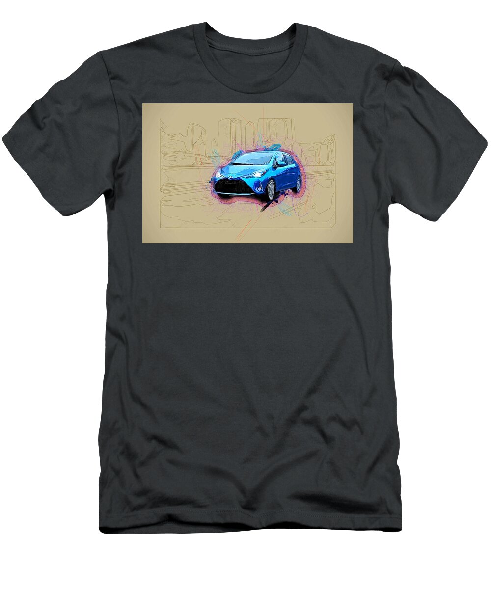 Toyota Yaris 2018 Exterior Hatchback New Blue Japanese Cars Ola Kunde T-Shirt