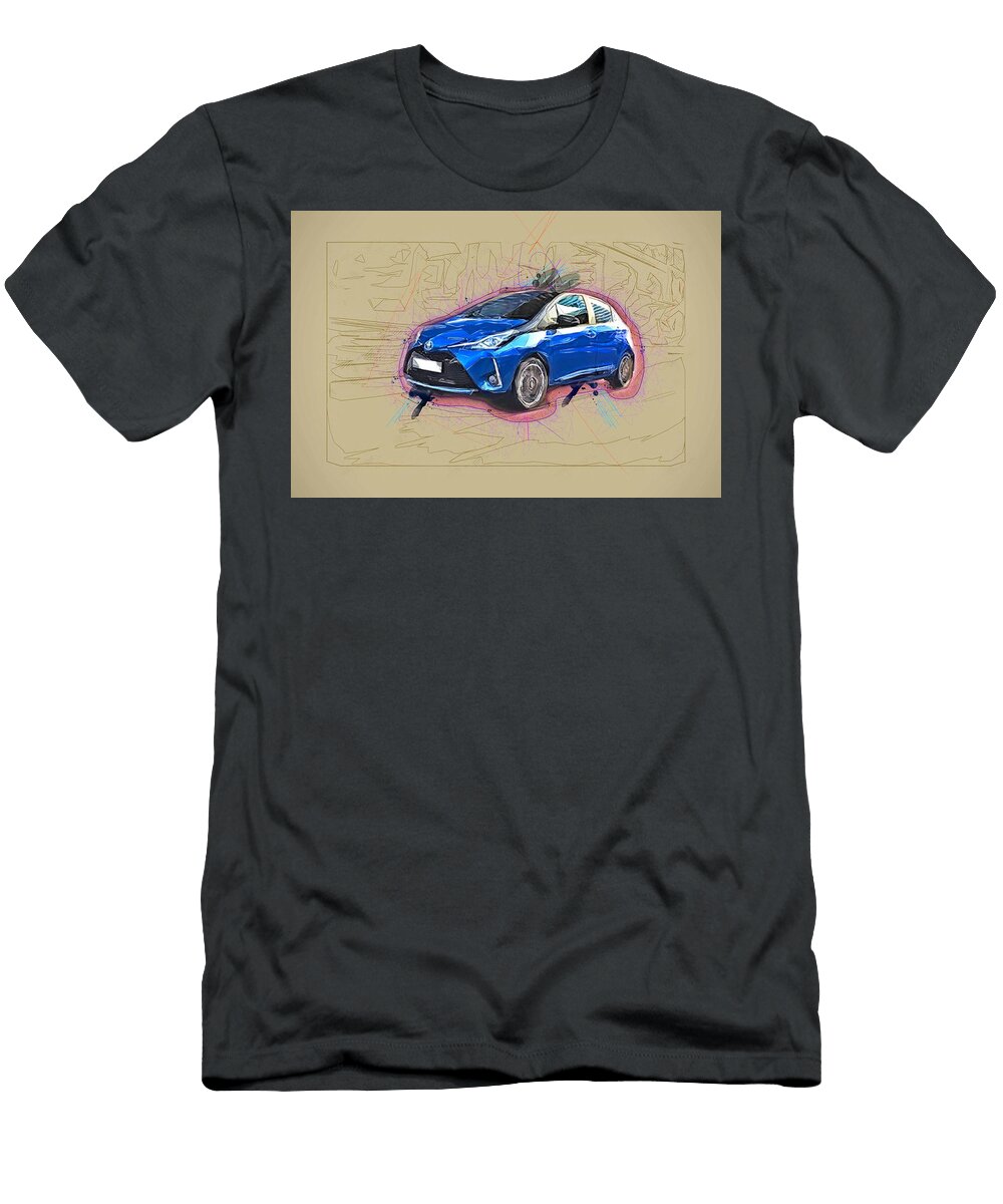 Toyota Yaris 2020 Exterior Blue Hatchback New Japanese Cars Ola Kunde T-Shirt