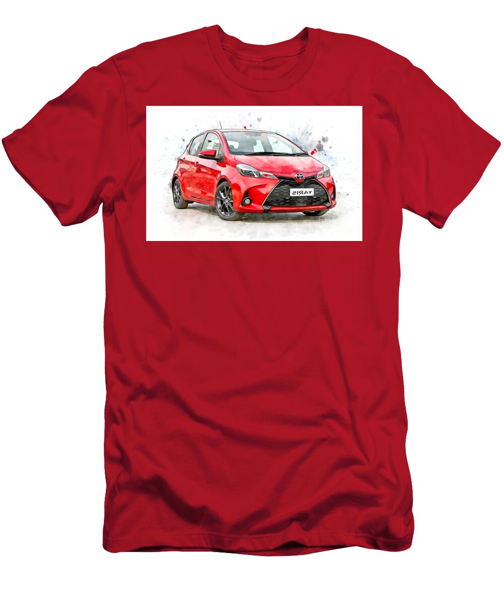 Toyota Yaris 2020 Exterior Front View Red Hatchback Lowell Harann T-Shirt