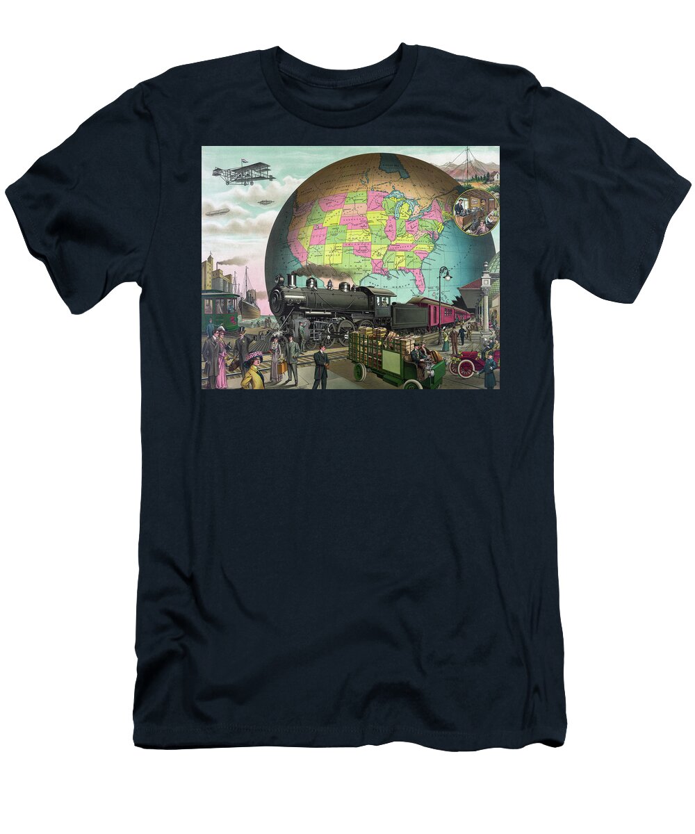 Twentieth Century Transportation Trains Cars Planes Es Yates Circa 1910 War Is Hell Store T-Shirt