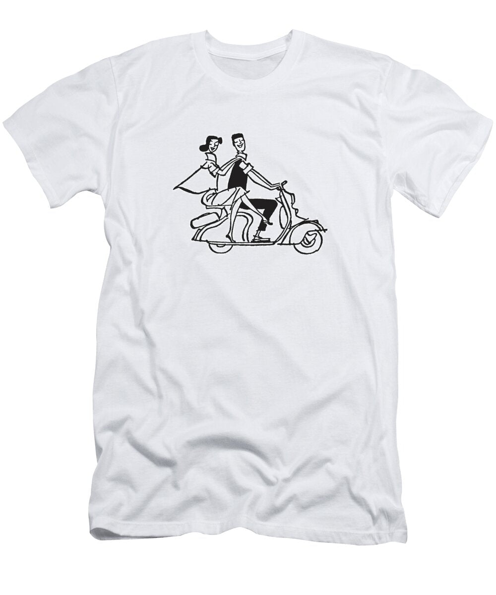 Two People Riding a Moped Csa Images T-Shirt