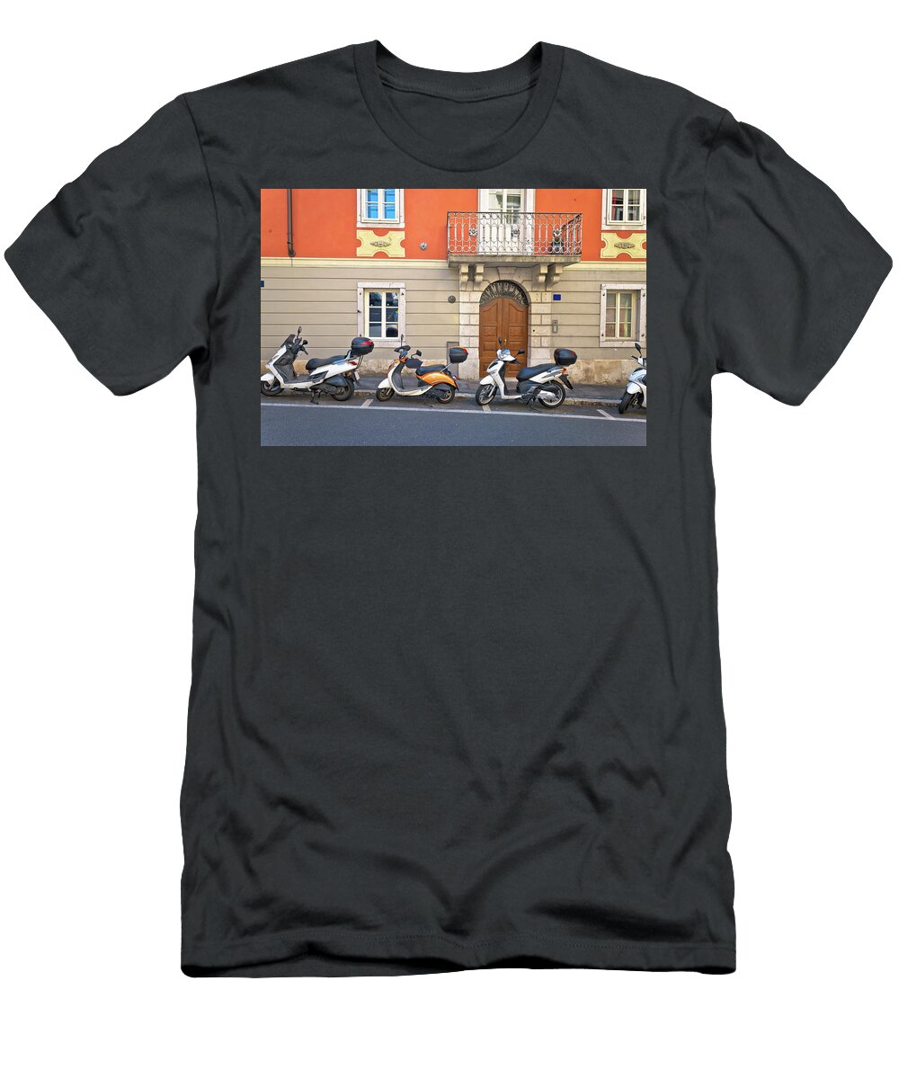 Typical Italian Street with Scooter Motorbikes in Trieste View Brch Photography T-Shirt