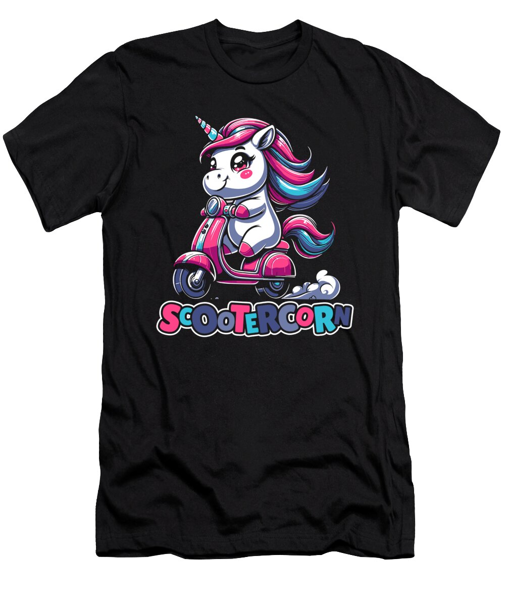 Unicorn Scooter Moped Motorbike Bike Scootercorn Crazy Squirrel T-Shirt