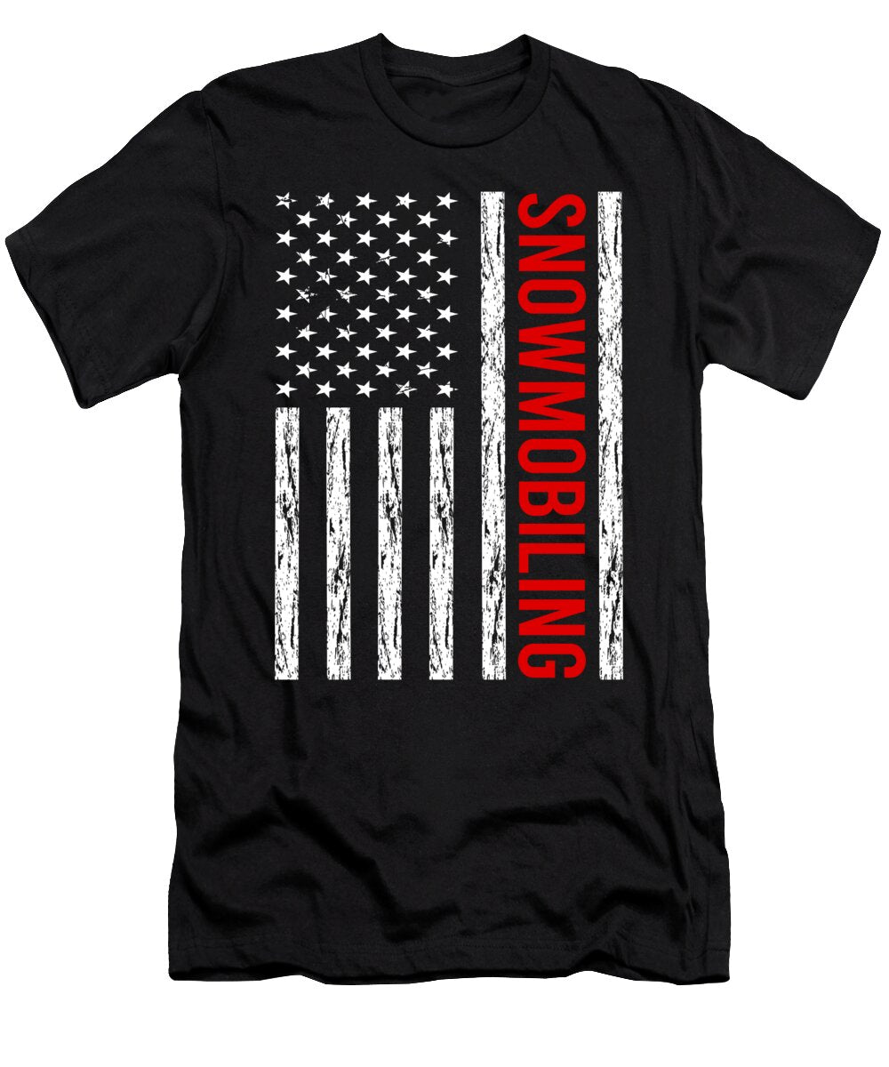 USA Flag Snowmobiling Snowmobile Petrona Romero T-Shirt