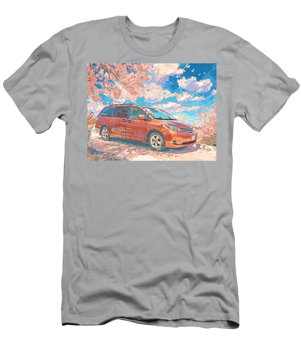 Van Amidst Cherry Blossoms Toyota Sienna 2004 Minivan Spring Car Spring Blossom Spring Blossom Car Hollie Love T-Shirt