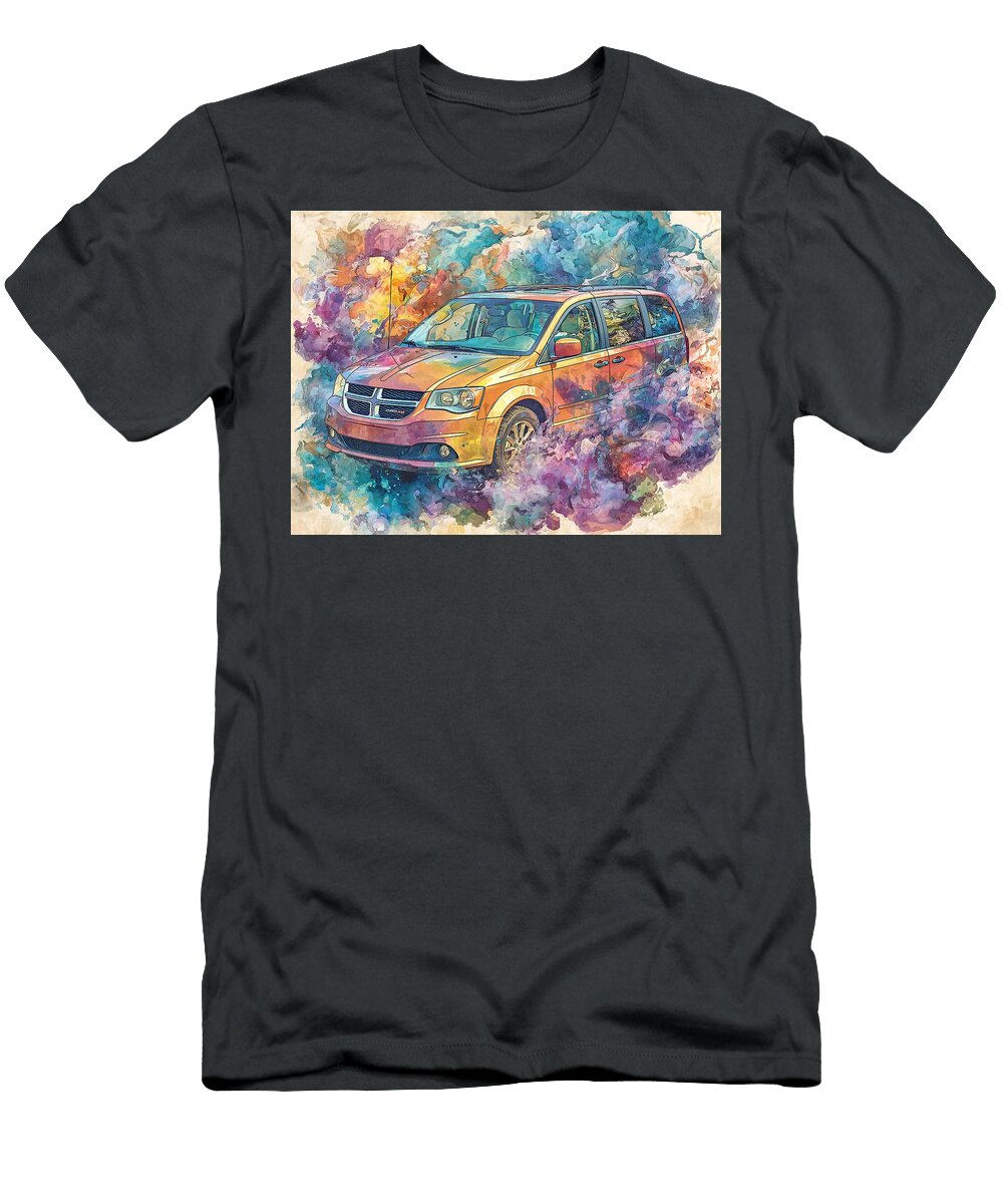 Van Illustration Abstract Art Dodge Grand Caravan Colorful Car Elmer Powers T-Shirt