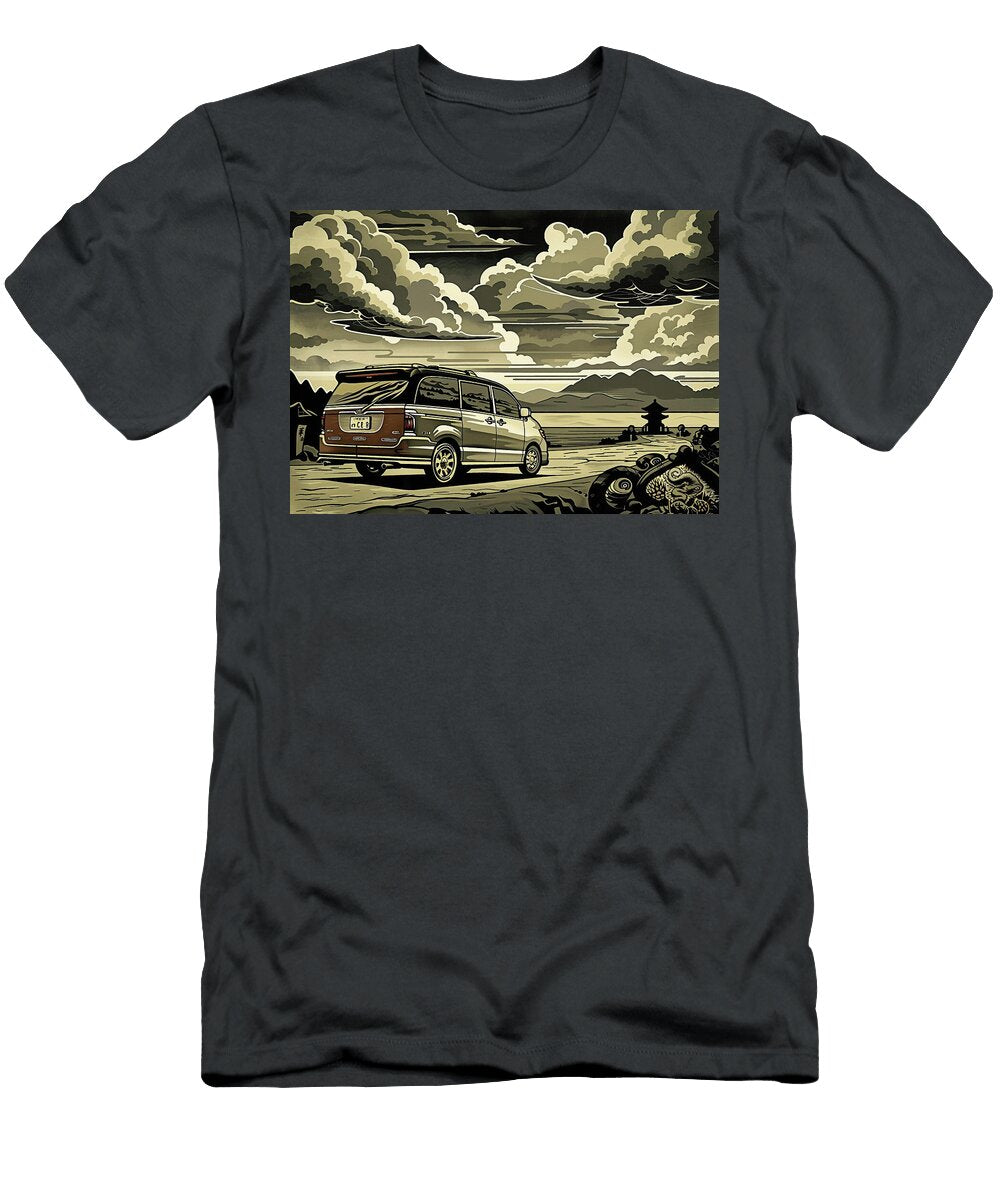 Van on a Scenic Road Trip Through a Japanese Mountain Landscape Destiney Sullivan T-Shirt