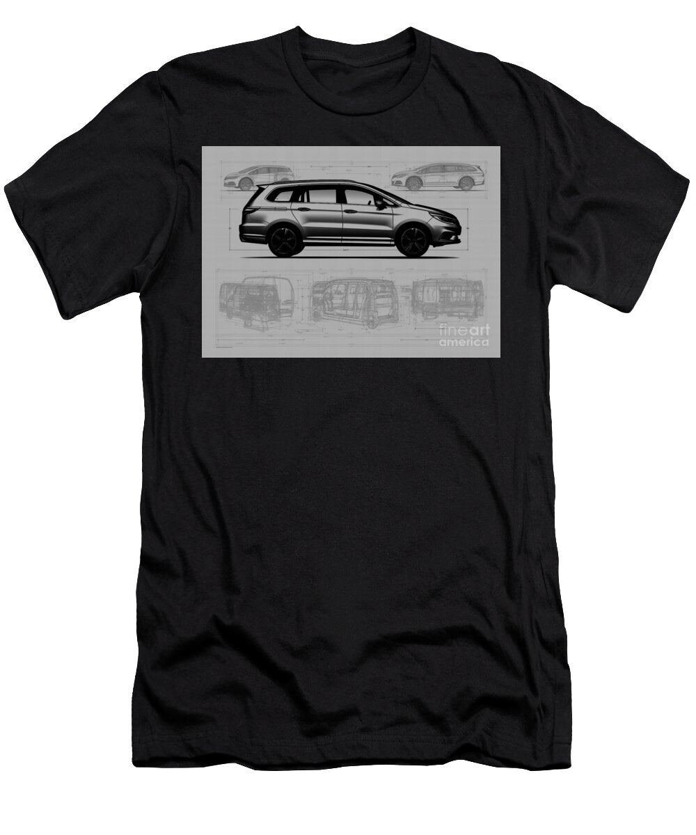 Vehicle Monochrome Sketch Renault Minimal Geometric Auto Espace Car Pencil Clint Mclaughlin T-Shirt