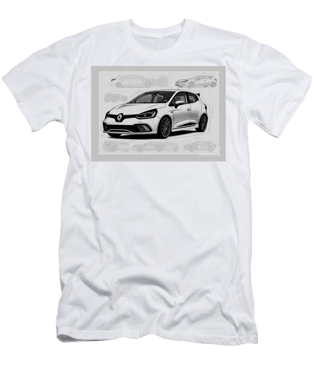 Vehicle Rs Monochrome Auto Geometric Pencil Clio Renault Minimal Sketch Car Clint Mclaughlin T-Shirt