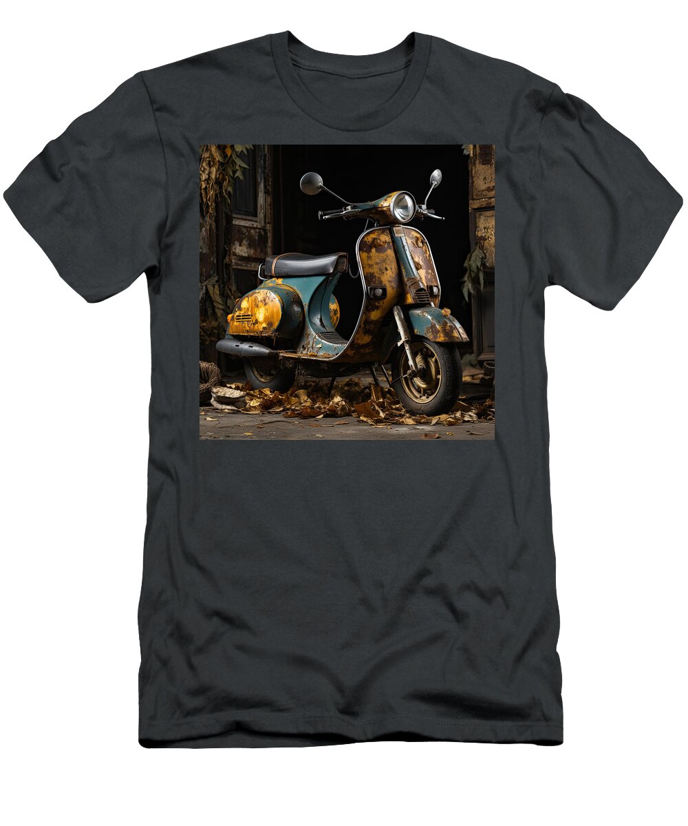 Vespa Italian Scooter N004 Edit Voros T-Shirt