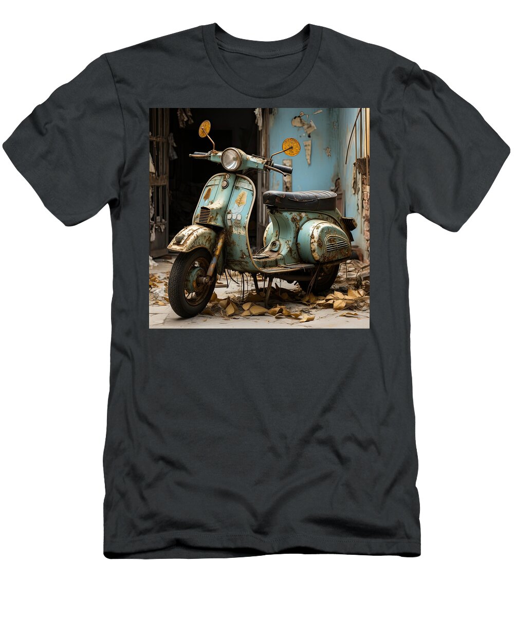 Vespa Italian Scooter N005 Edit Voros T-Shirt