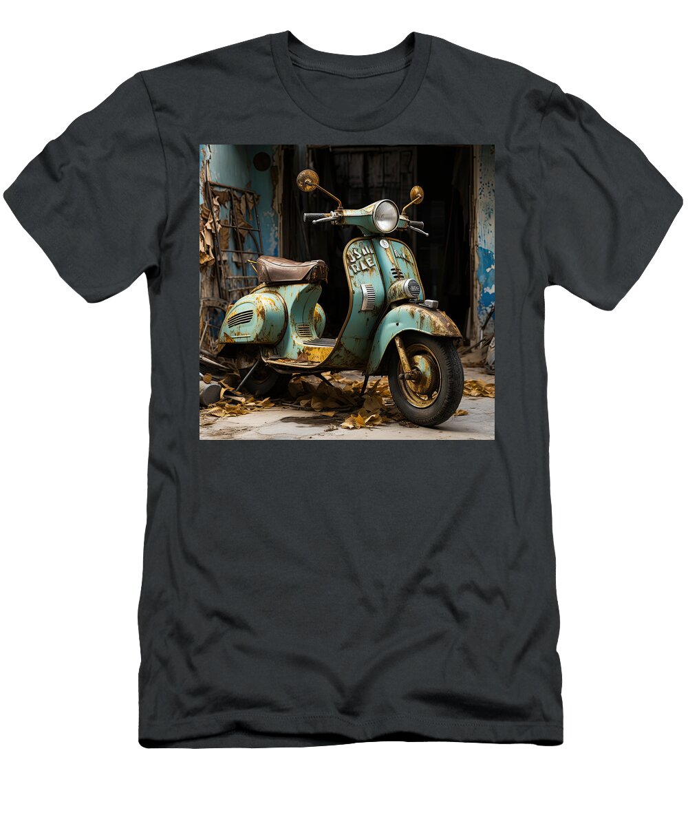 Vespa Italian Scooter N010 Edit Voros T-Shirt