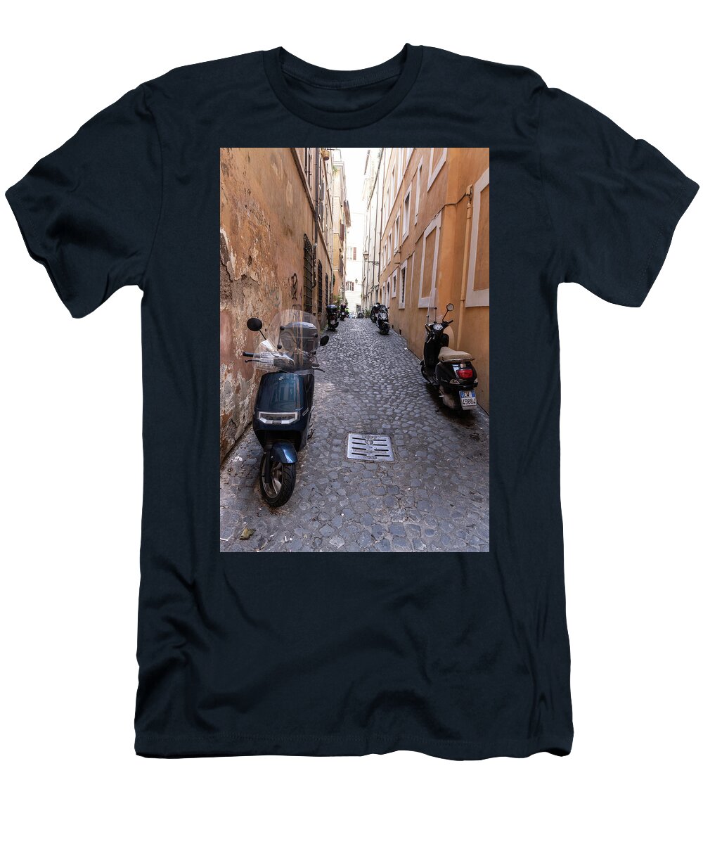 Vespas on Street in Rome John Mcgraw T-Shirt