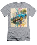 Vibrant Blue Classic Car Colorful Art Classic Car Lowrider Car Bouncing with Its Hydraulic Kari Goldfalse T-Shirt