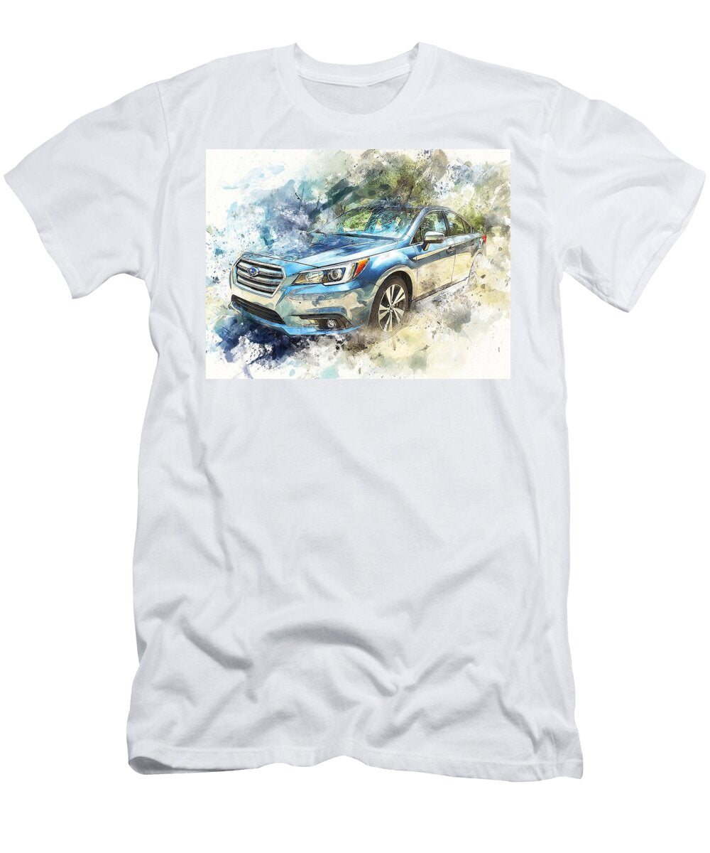 Vibrant Blue Sedan in Nature Subaru Legacy 2015 Sedan Blue Sedan Automotive Art Stunning Blue Sedan Hollie Love T-Shirt