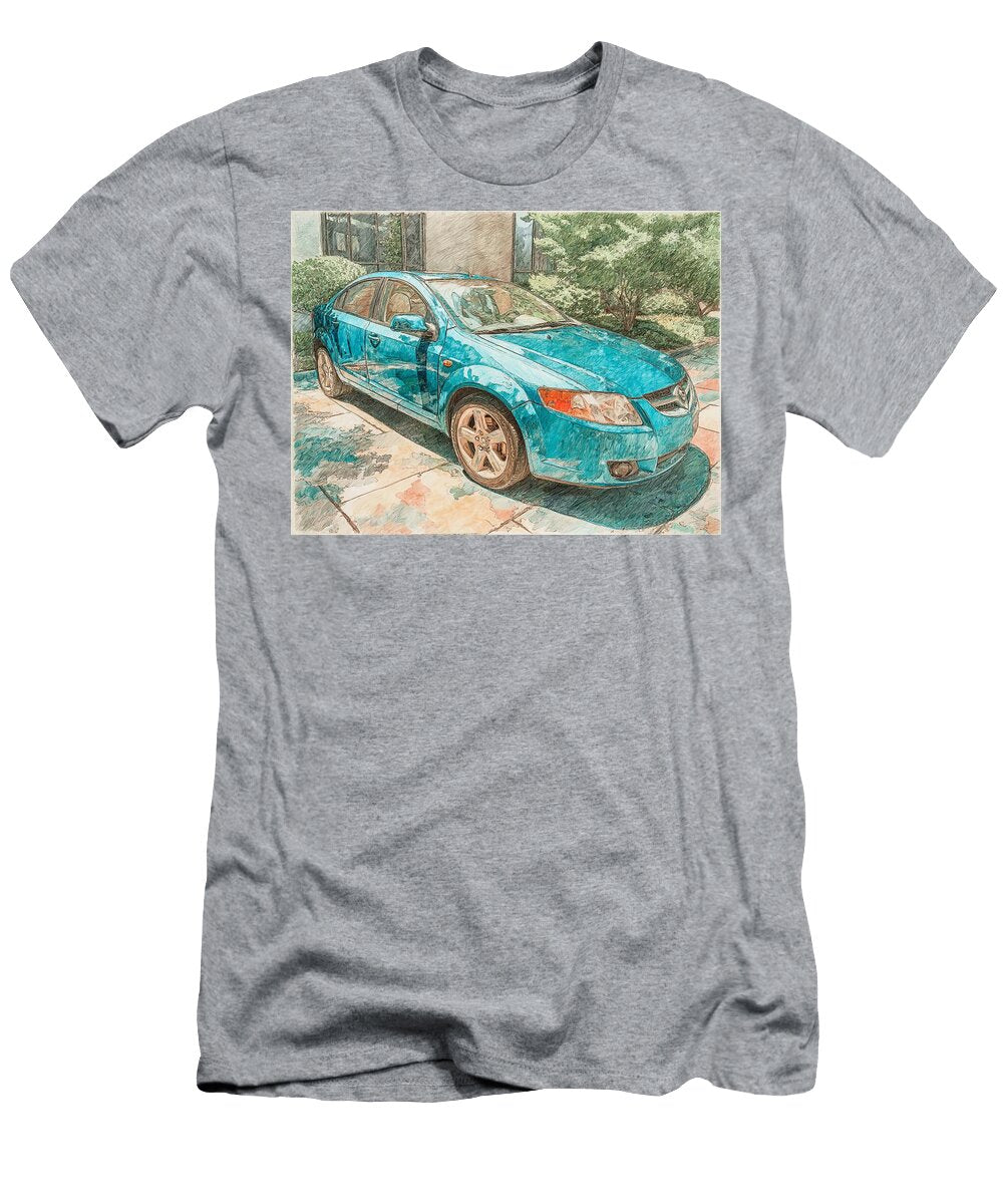 Vibrant Blue Sedan Parked Outdoors Saturn Ion 2004 Sedan Outdoor Scene Blue Car Drawing Blue Car Ske Hollie Love T-Shirt