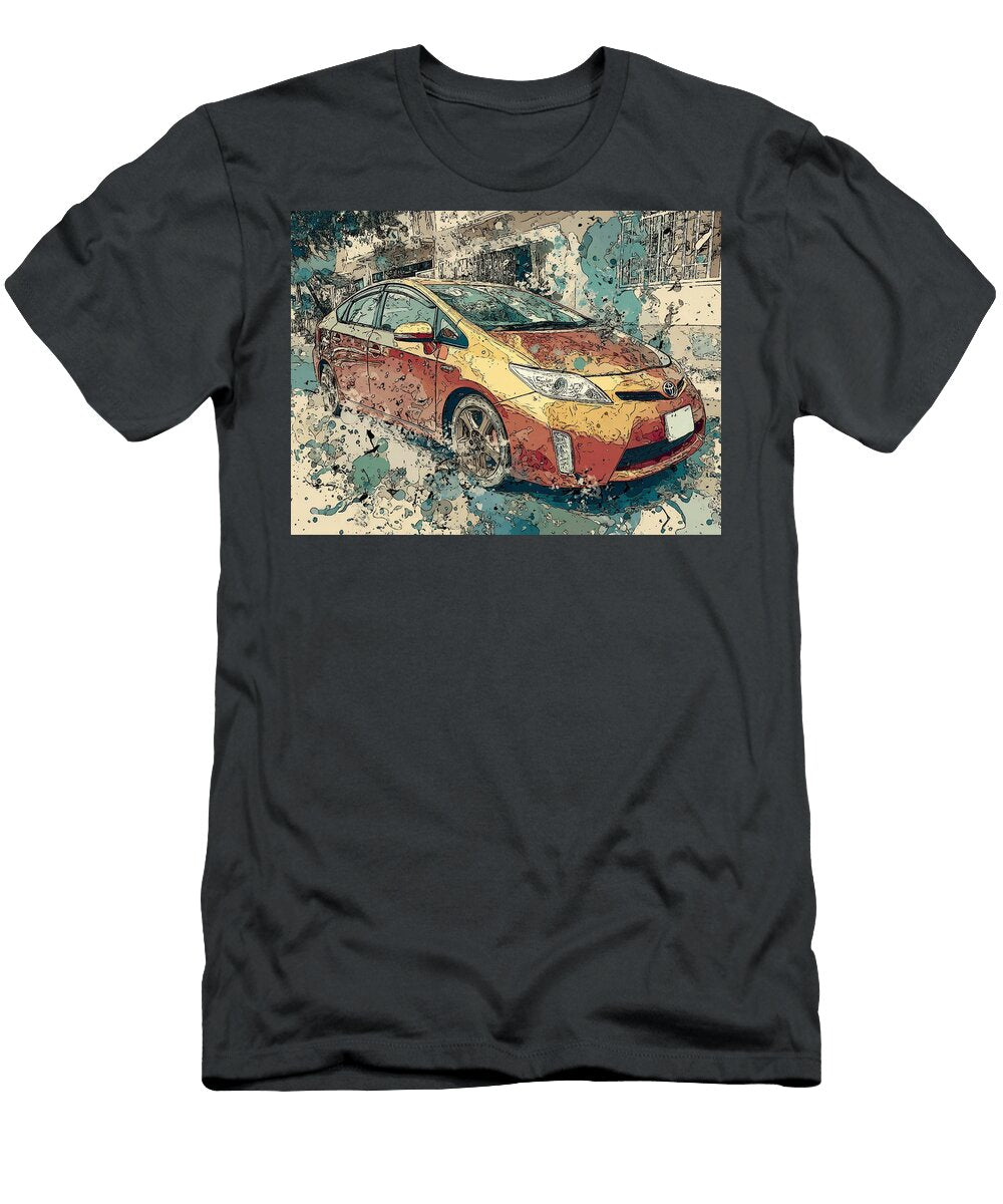 Vibrant Car in a Dynamic Scene Toyota Prius 2010 Hatchback Urban Scene Colorful Car Colorful Urban C Hollie Love T-Shirt
