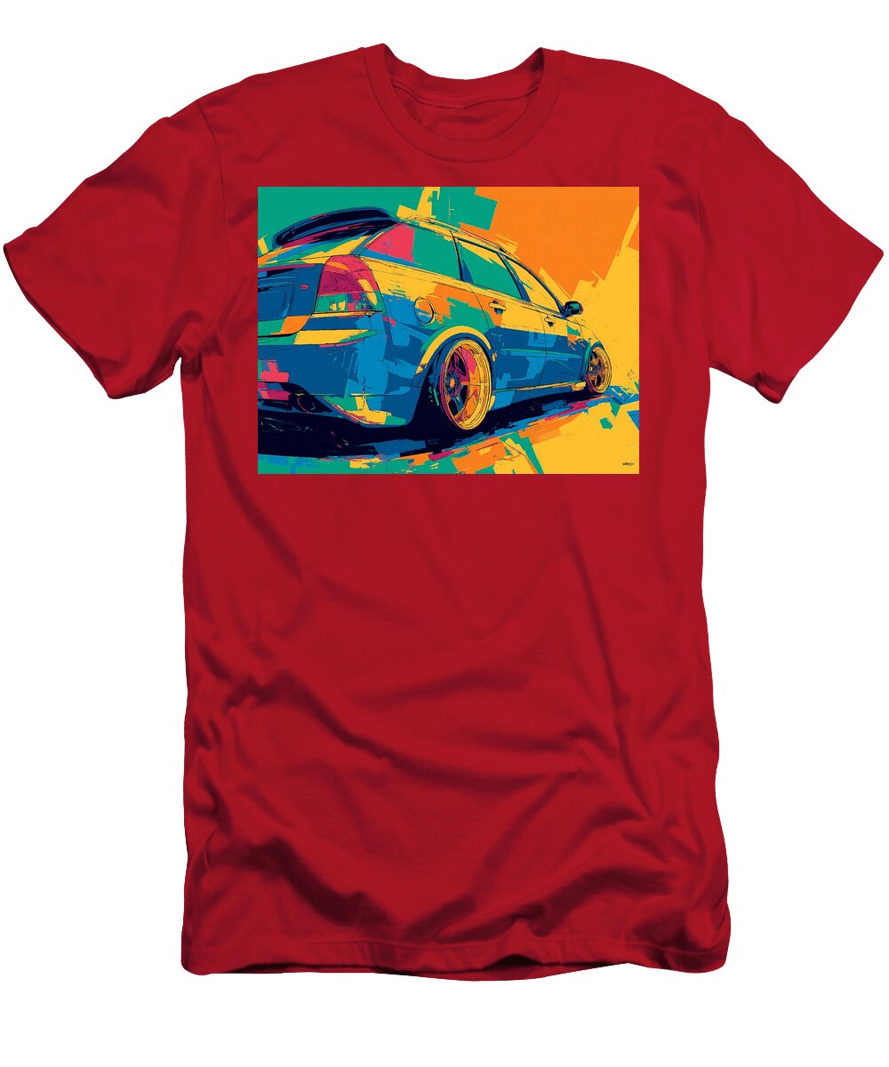 Vibrant Car on Colorful Background Saab 9 2x 2004 Hatchback Colorful Car Abstract Design Vibrant Abs Hollie Love T-Shirt