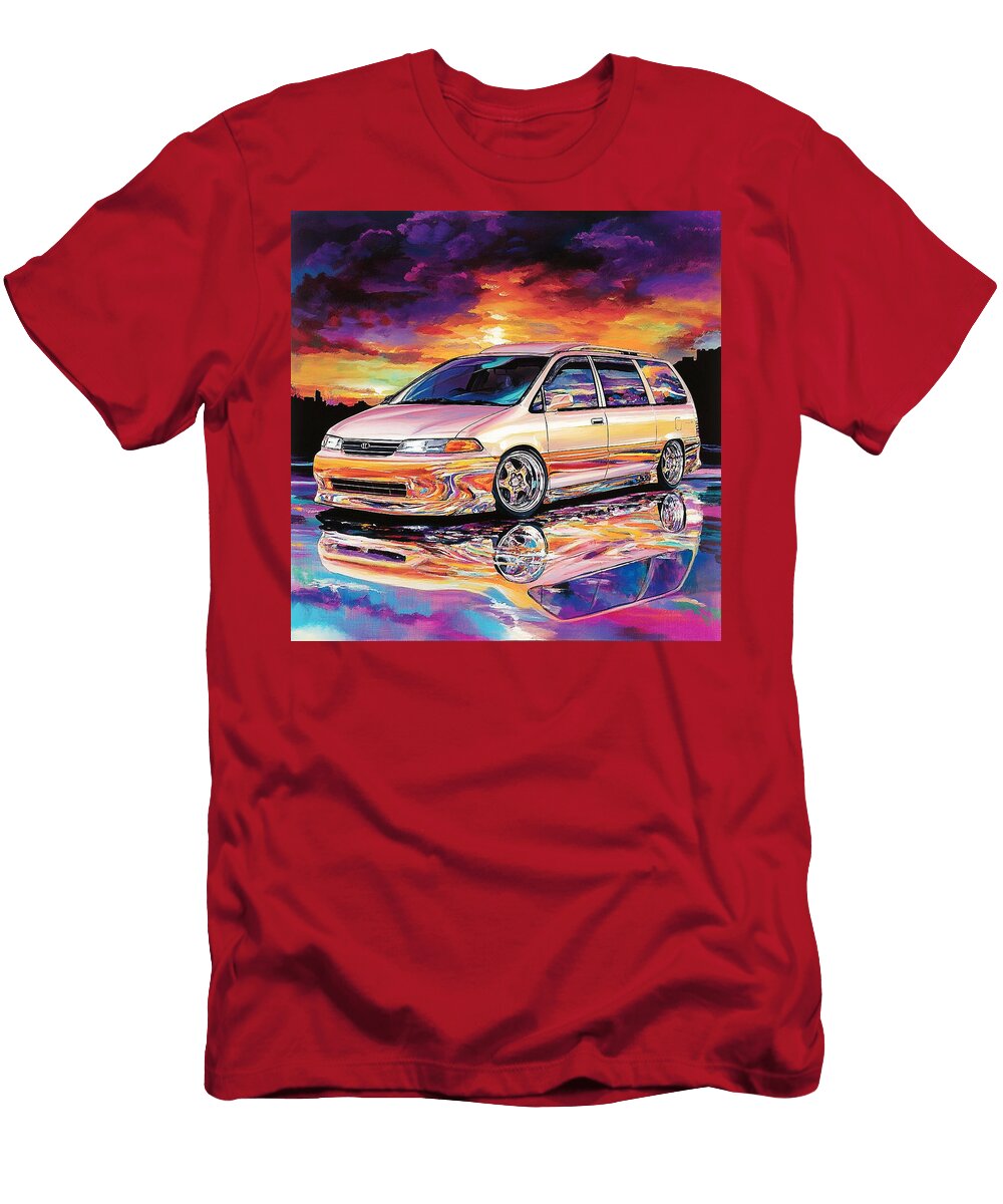 Vibrant Minivan At Sunset Sunset Reflections Colorful Car Toyota Sienna 1997 Japan Minivan Muscle Ca Grayson Sheppard T-Shirt