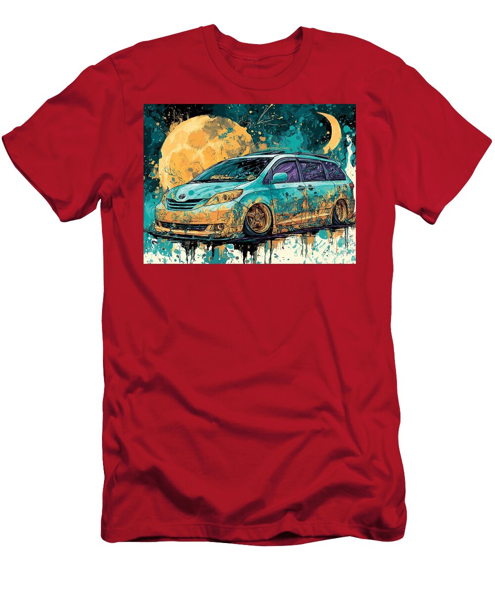 Vibrant Minivan Under Moonlight Custom Car Design Toyota Sienna 2004 Minivan Night Sky Art Night Sky Hollie Love T-Shirt