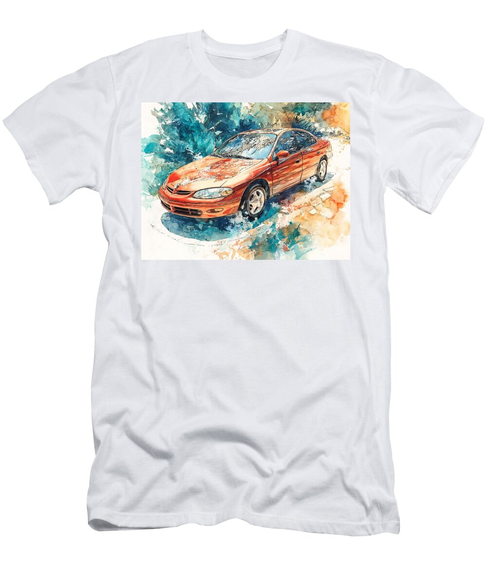 Vibrant Red Sedan Oldsmobile Alero 2000 Sedan Artistic Rendering Vintage Car Vintage Car Artistic Re Hollie Love T-Shirt