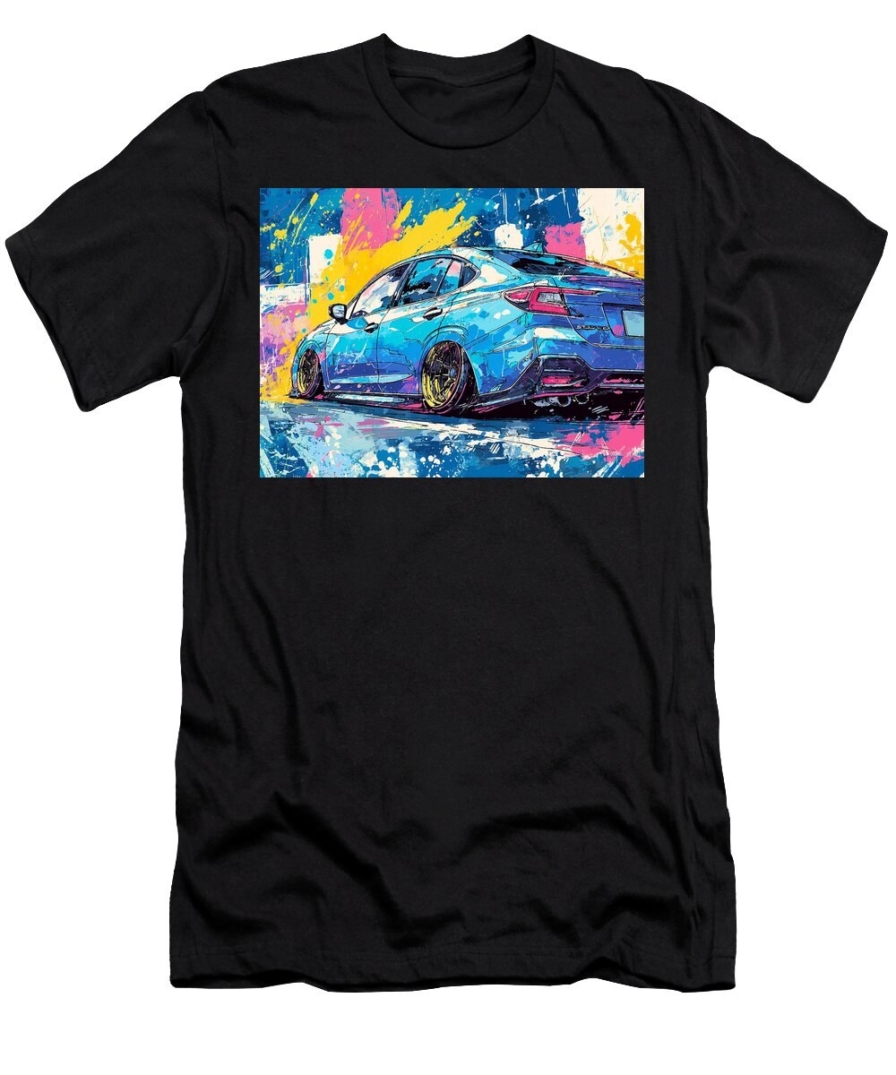 Vibrant Sedan in Abstract Color Splash Subaru Legacy 2023 Sedan Modern Design Colorful Car Vibrant B Hollie Love T-Shirt
