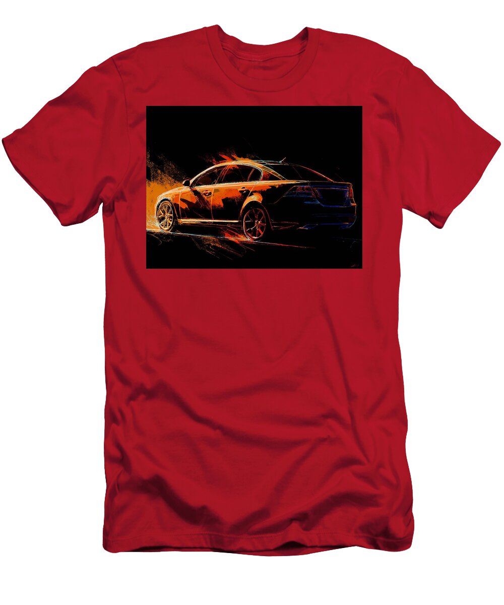 Vibrant Sedan in Motion Modern Vehicle Saab 9 5 Sedan 2010 Sedan Fast Car Dynamic Orange Car Design Hollie Love T-Shirt