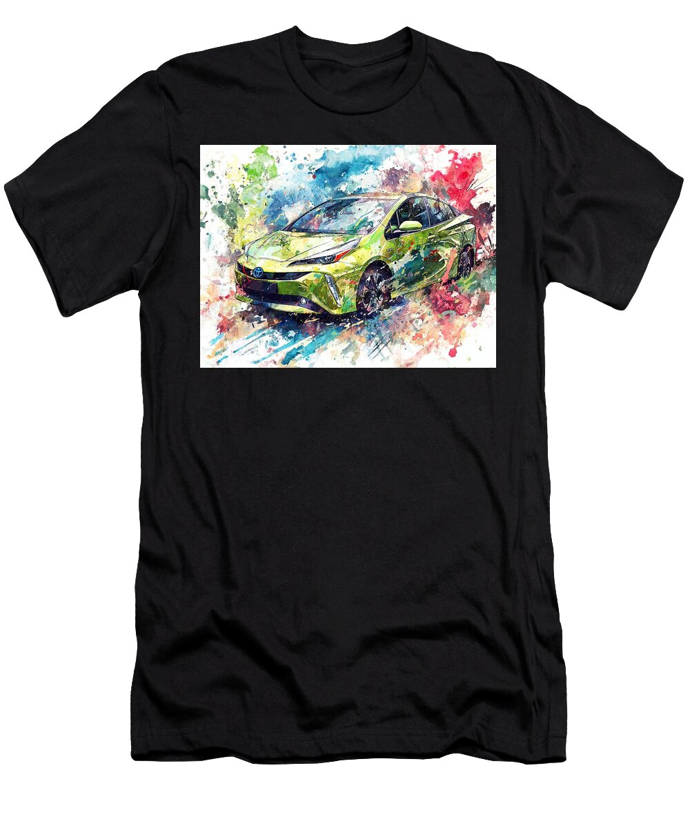 Vibrant Splash of Hybrid Car Modern Vehicle Toyota Prius 2023 Hybrid Hatchback Colorful Car Vibrant Hollie Love T-Shirt