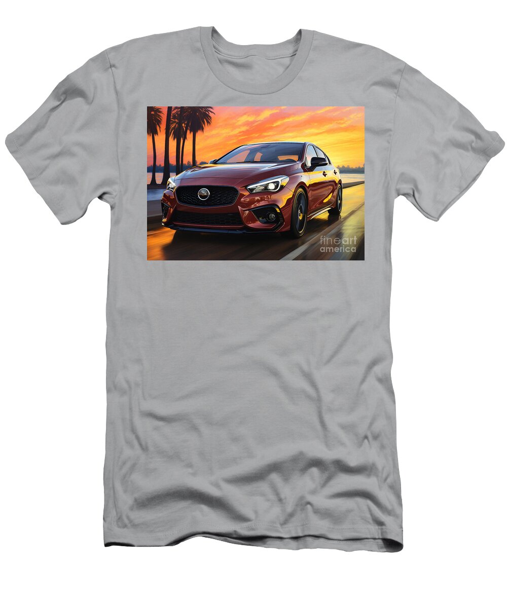 Vintage Beach Honda Civic Hatchback Car At Sunset Destiney Sullivan T-Shirt