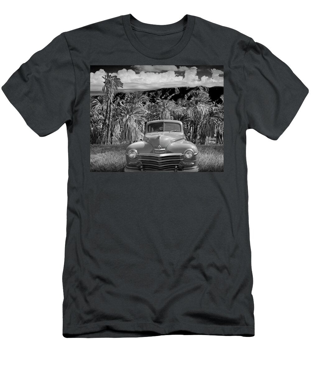 Vintage Blue Plymouth Automobile in Black and White Randall Nyhof T-Shirt