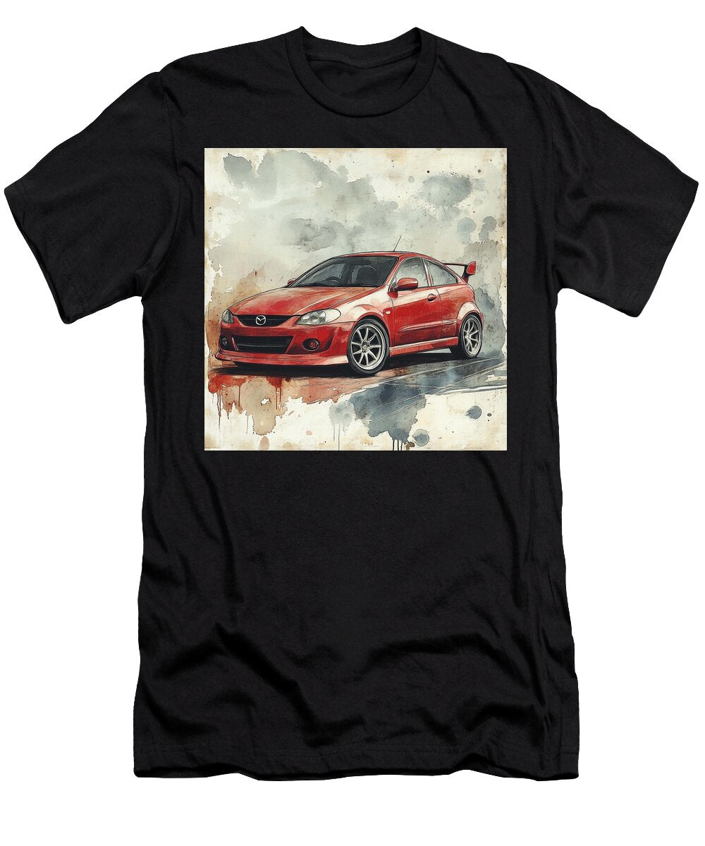 Vintage Car Automotive Art Mazda 3 2003 Japan Hatchback Jdm Car Red Sports Car Grayson Sheppard T-Shirt