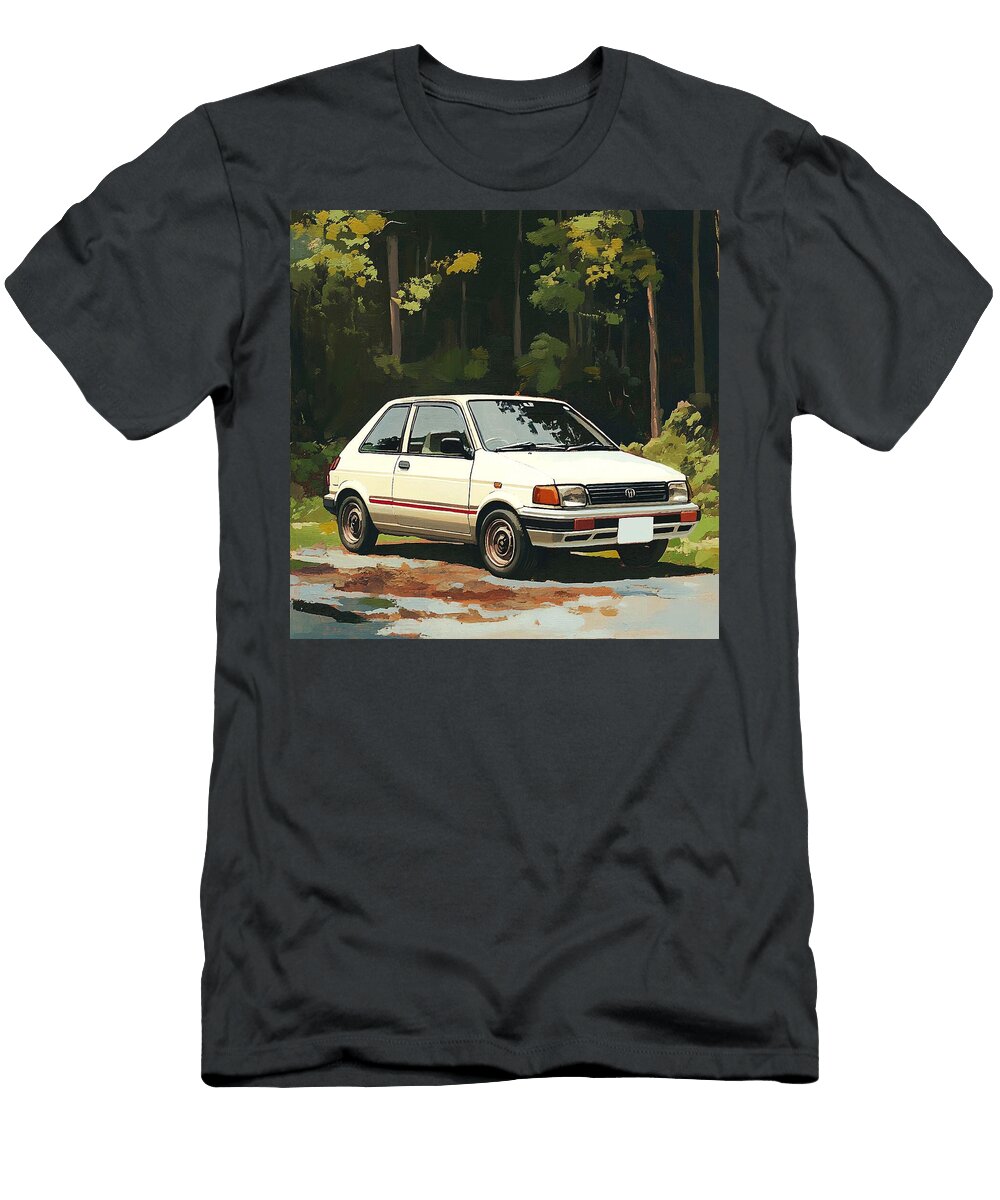 Vintage Car Forest Scene Daihatsu Charade 1987 Japan Hatchback Jdm Car Vintage Retro Vehicle Grayson Sheppard T-Shirt