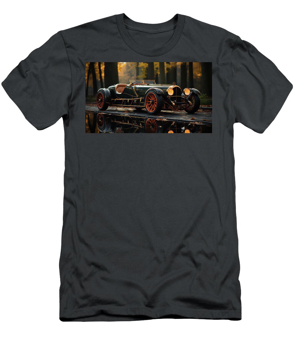 Vintage Car in Autumn Forest Evie Carrier T-Shirt