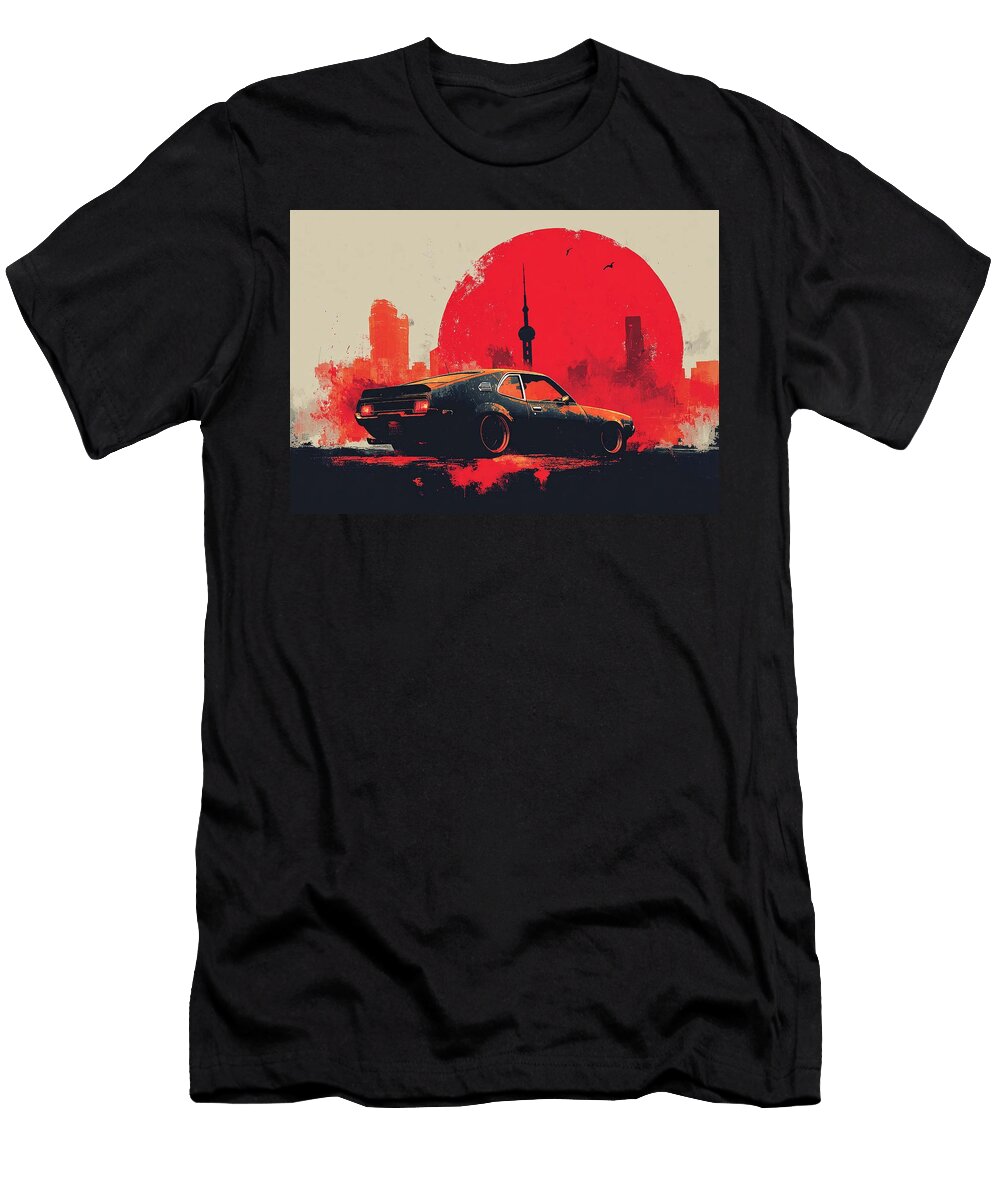 Vintage Car in Urban Red Sun 1974 Amc Hornet X Hatchback 304 Eliana Haines T-Shirt