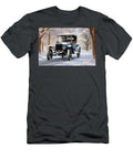 Vintage Car in Winter Wonderland Evie Carrier T-Shirt