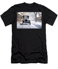 Vintage Car on Winter Road Evie Carrier T-Shirt