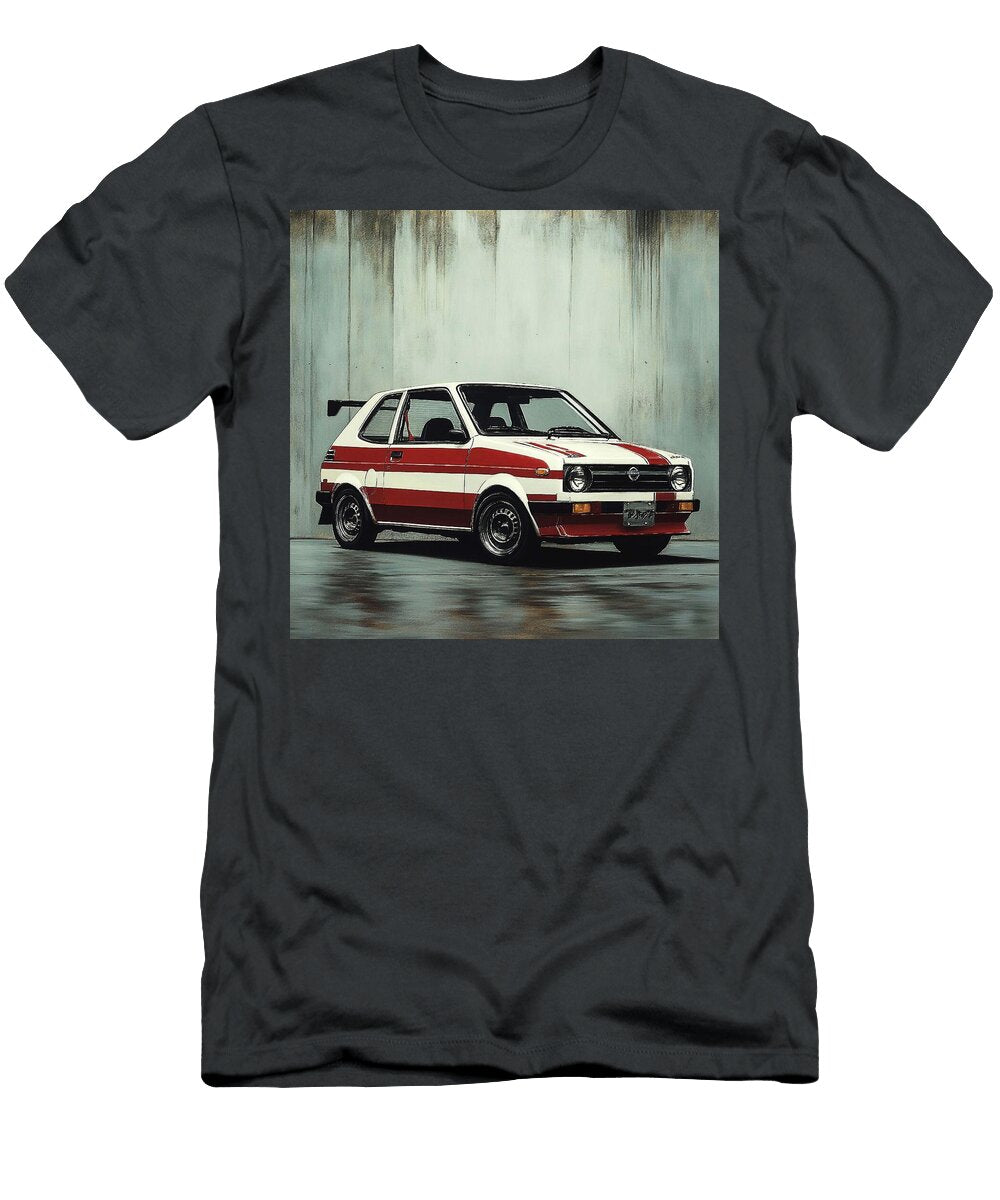 Vintage Car Red White Car Nissan Micra 1982 Japan Compact Car Muscle Car Art Classic Design Grayson Sheppard T-Shirt