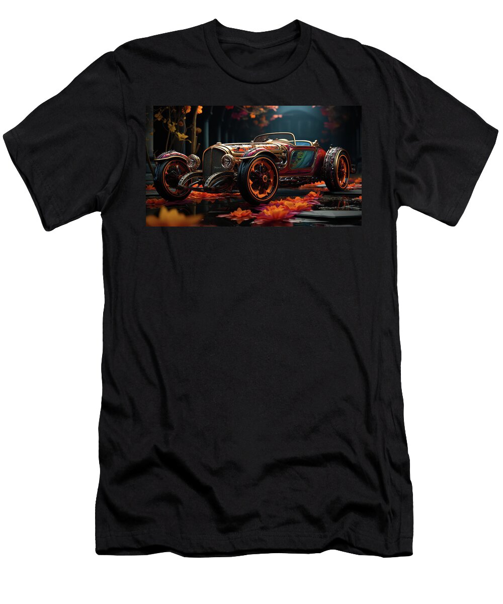 Vintage Car Surrounded By Autumn Leaves Evie Carrier T-Shirt