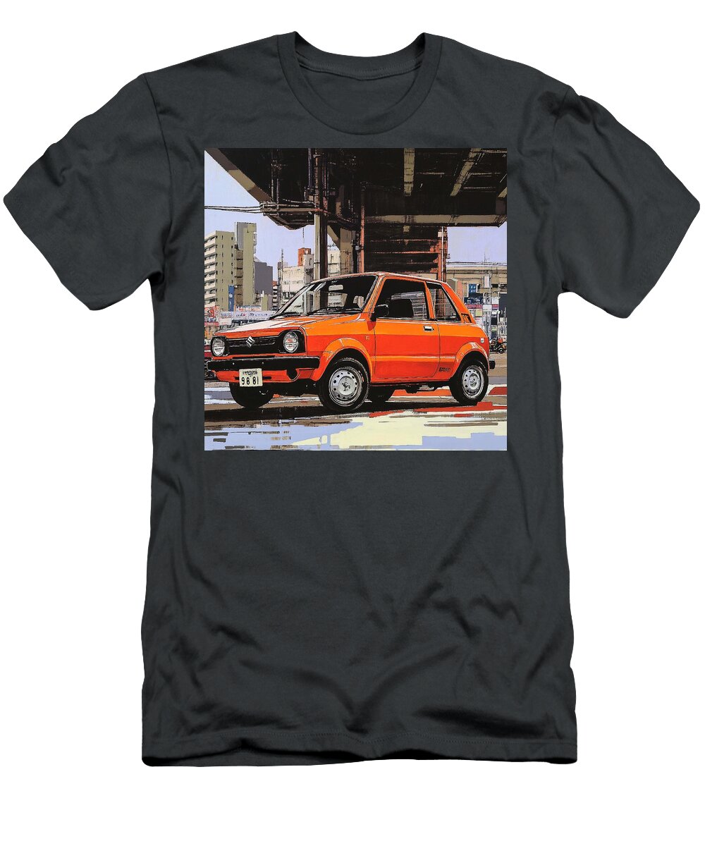 Vintage Car Urban Scene Suzuki Swift 1983 Japan Hatchback Jdm Car Vintage Japanese Art Grayson Sheppard T-Shirt