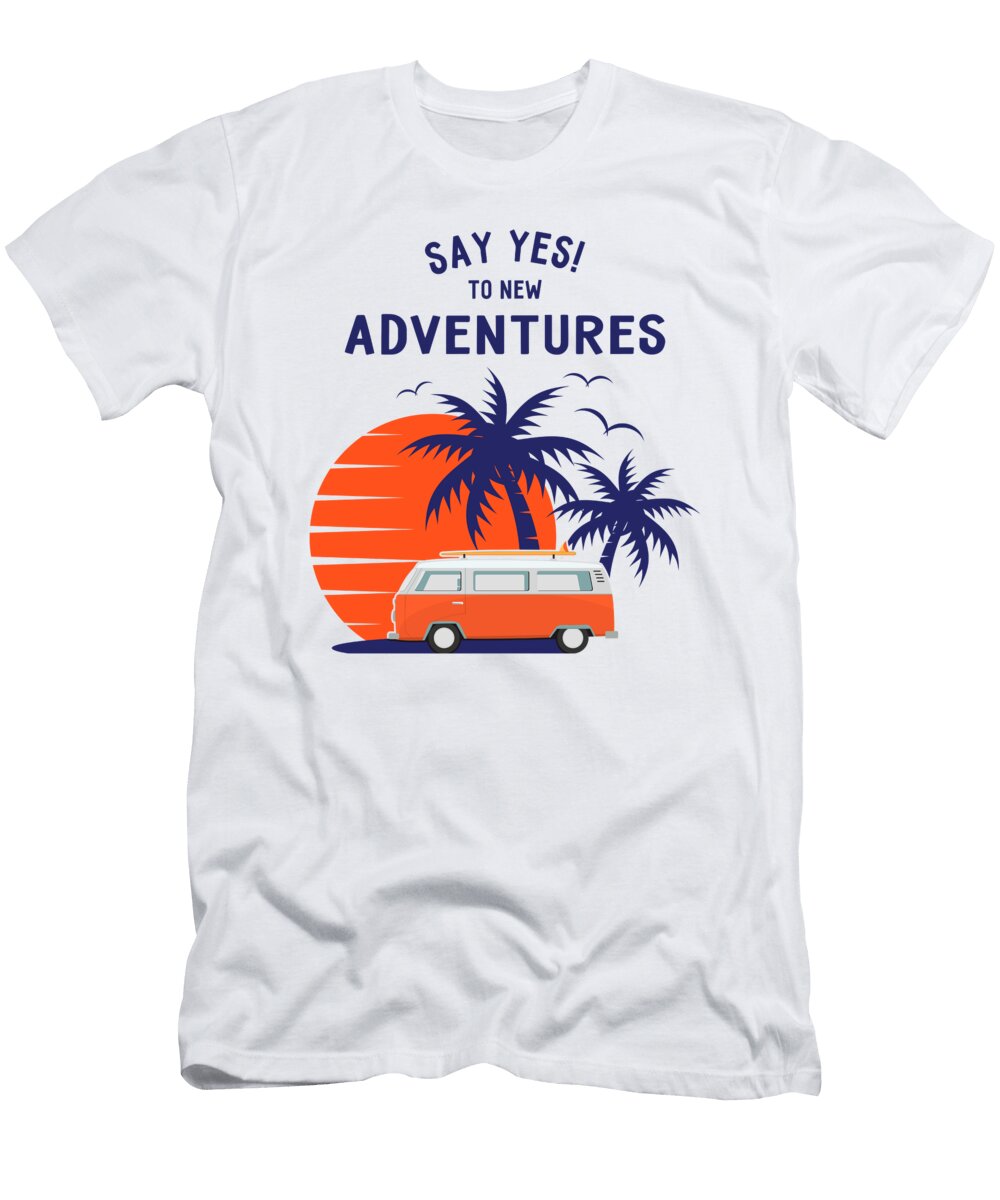 Vintage Combi Adventure Camping Van Life Surf Oleksii Avdieiev T-Shirt