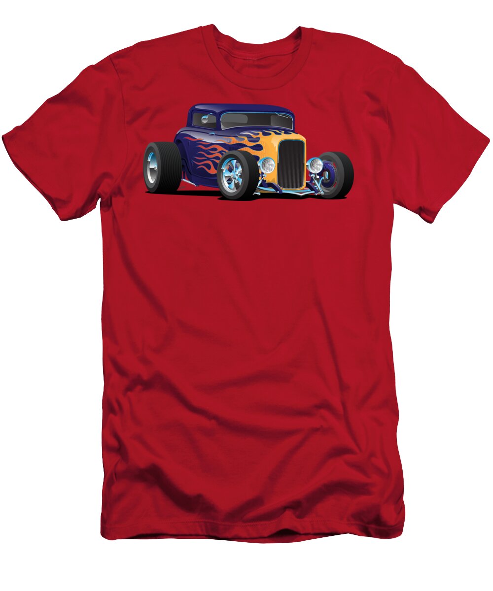 Vintage Hot Rod Car with Classic Flames Jeff Hobrath T-Shirt