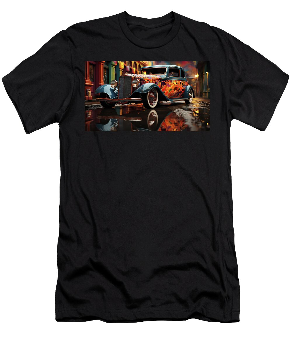 Vintage Hot Rod on City Street Evie Carrier T-Shirt
