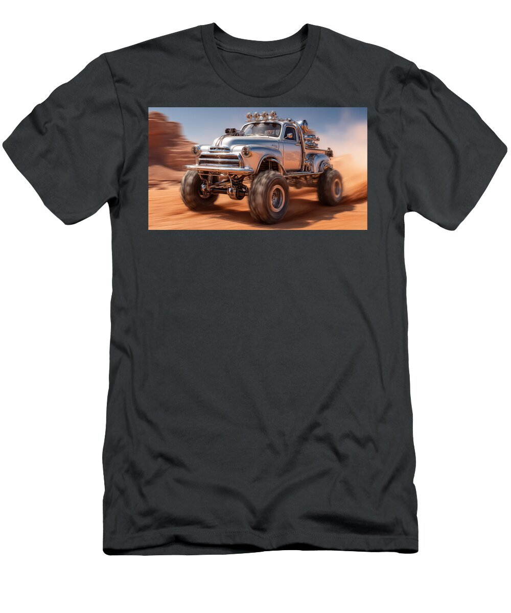 Vintage Monster Truck Racing in Desert Evie Carrier T-Shirt