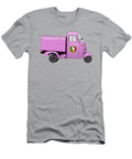 Vintage Pink Italian Motorized Rikshaw with Italian Flag Sticker on the Door Idan Badishi T-Shirt