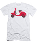 Vintage Red Italian Scooter with Italian Heart Sticker Under the Seat Idan Badishi T-Shirt