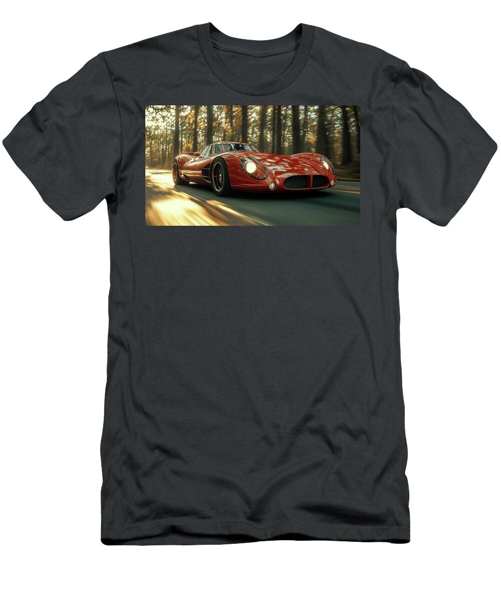 Vintage Red Racing Car in Motion Evie Carrier T-Shirt